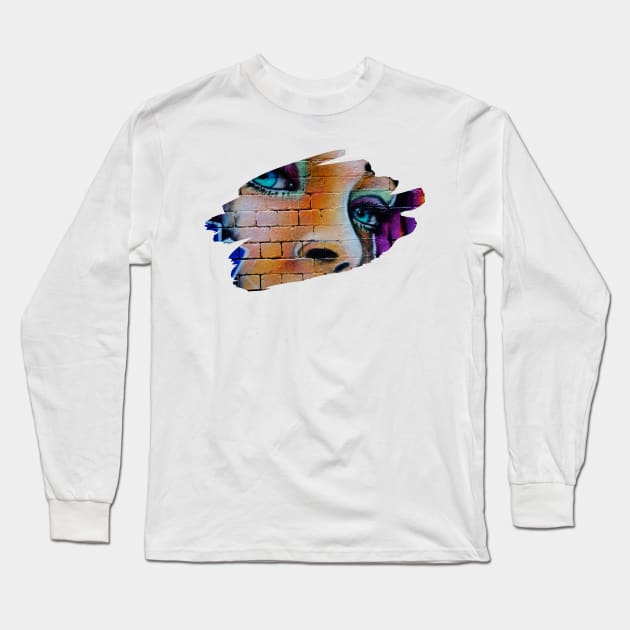 Girl Graffiti Splash Art Print Long Sleeve T-Shirt by Auto-Prints